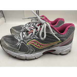 Saucony Women's Cohesion 6 Running Shoes Sneakers Size 7 Gray Pink Neon *USED...